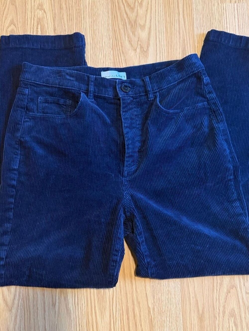LOFT Straight Leg Cropped Corduroy Pants Navy Blue Size 6 / 28